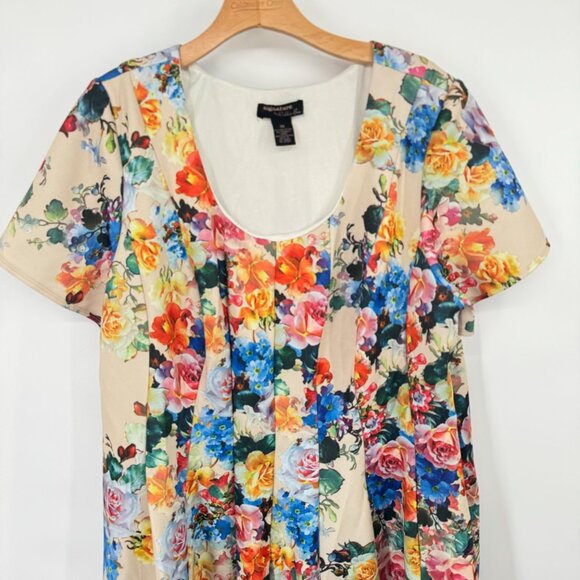 Signature By Robbie Bee Floral Print Short Sleeve sucba knit Dress 3X plus - Picture 5 of 9